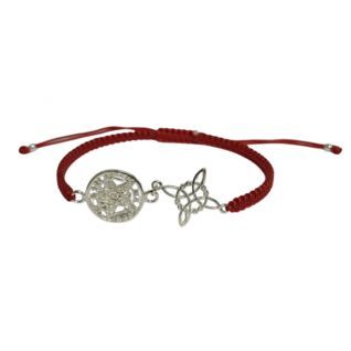 Pulsera Tetragrámaton plata nudo bruja hilo rojo